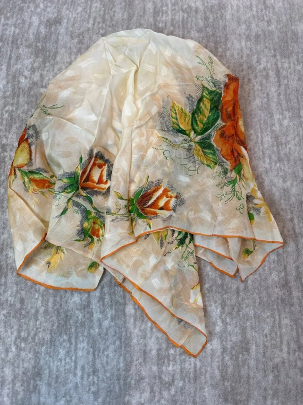 Yellow Orange Spring Floral Vintage Square Women's Fashion Scarf 30” x 30”